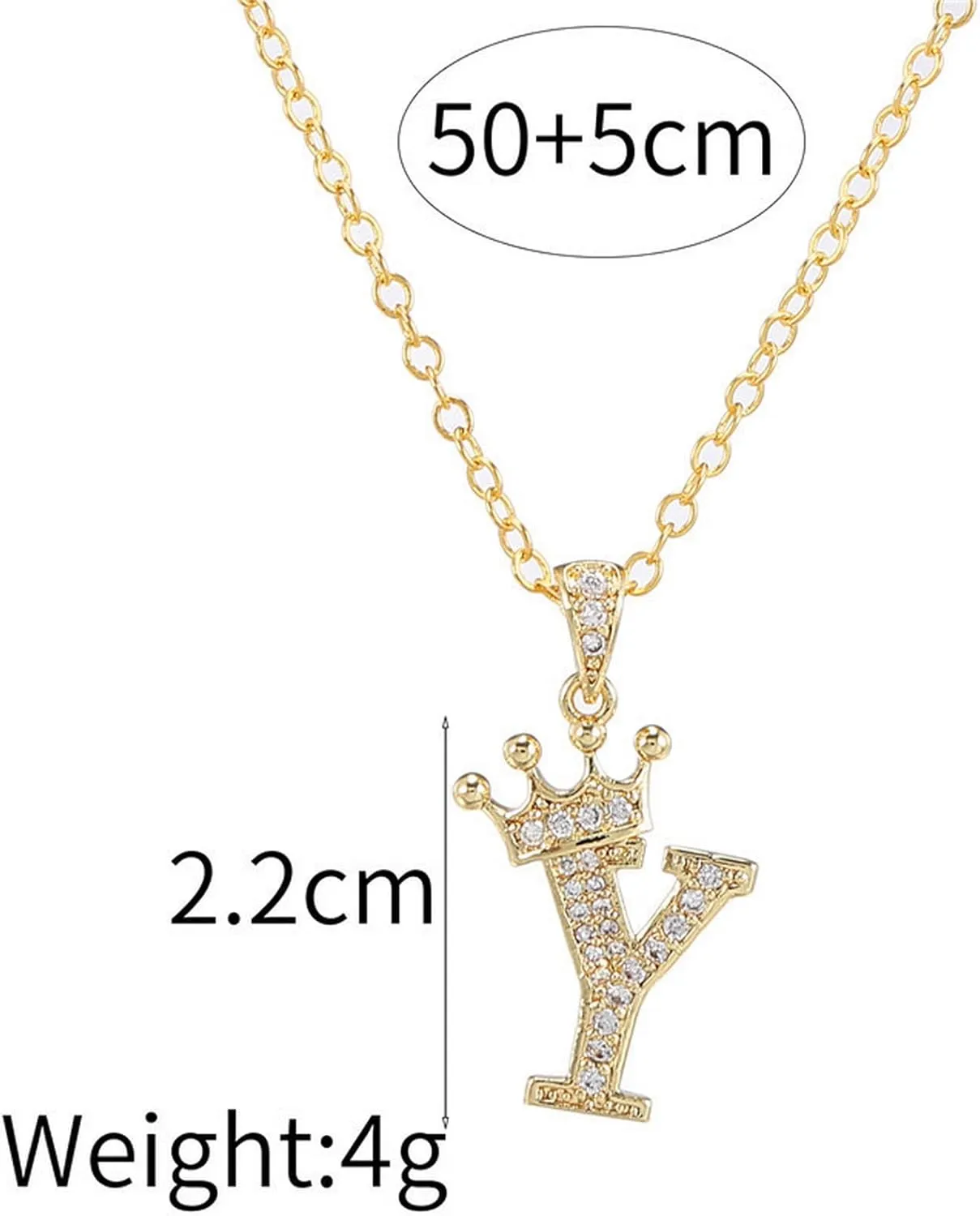 Letter A-Z pendant necklace Crown letter pendant Charming initials chain necklace, inlaid crystal letter necklace