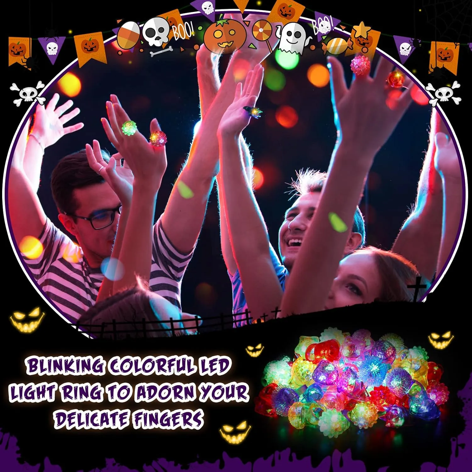 Leyndo 300 Pack Colorful LED Light up Rings End of Year Graduation Gifts for Student Glow in the Dark Rings Dj Party Favors Flash Jelly Lights for Classroom Prizes, Goodie Bag, Birthday Party (Mixed)