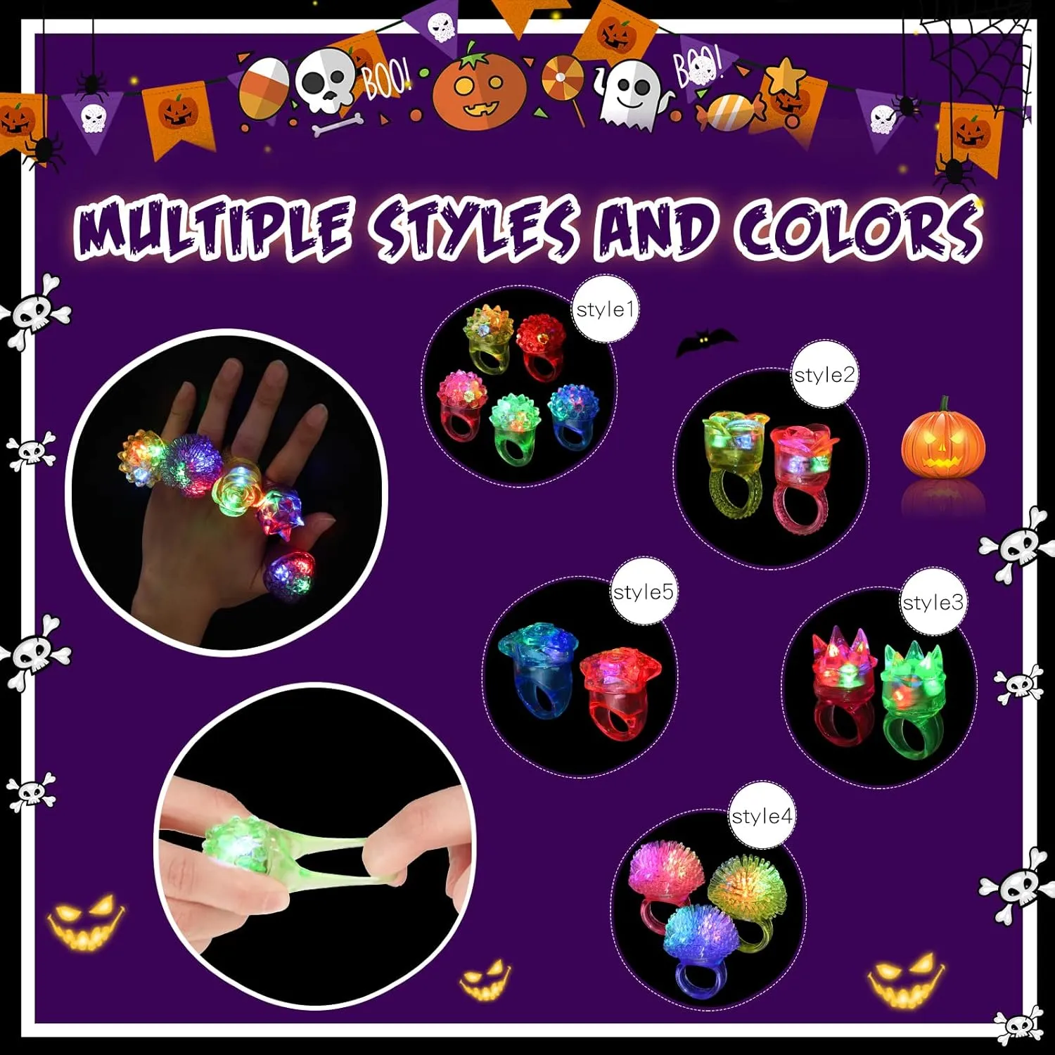 Leyndo 300 Pack Colorful LED Light up Rings End of Year Graduation Gifts for Student Glow in the Dark Rings Dj Party Favors Flash Jelly Lights for Classroom Prizes, Goodie Bag, Birthday Party (Mixed)