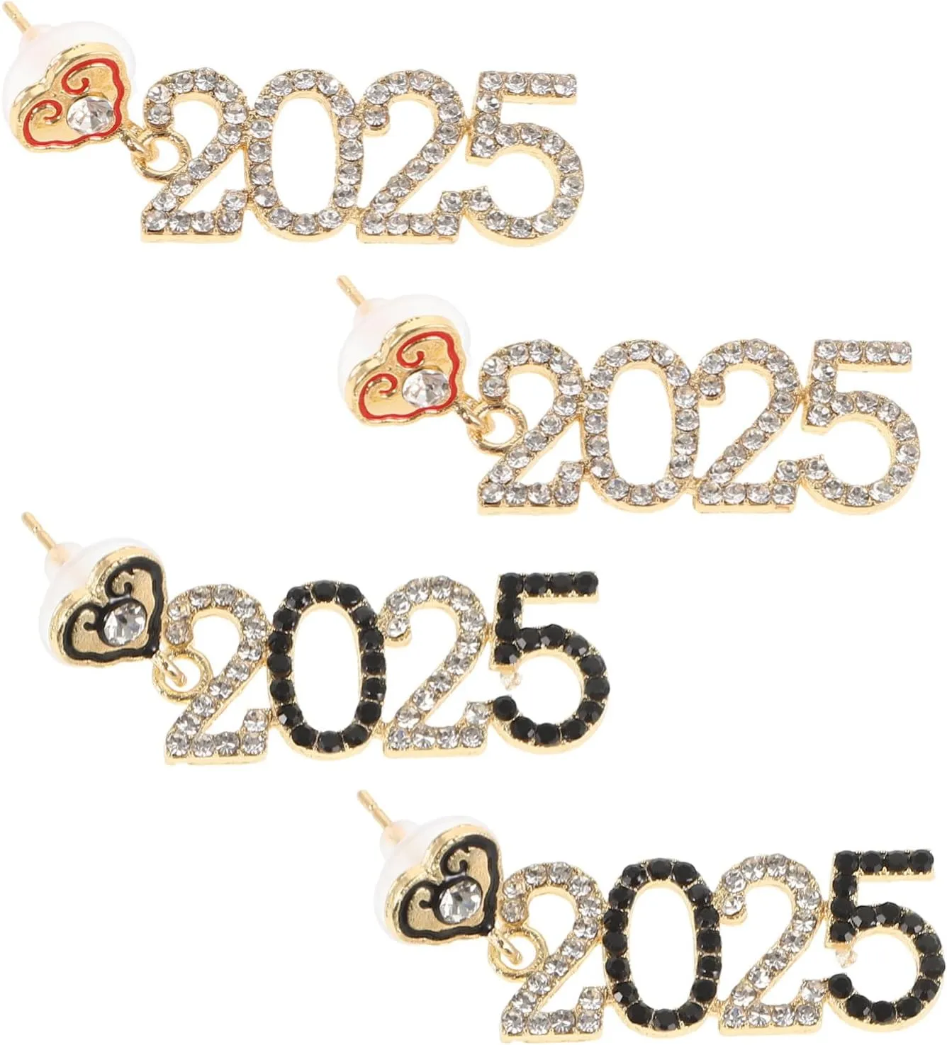 LIFKOME 2025 New Year Earrings for Women Girls 2 Pairs Happy New Year Earrings Statement Dangle Earrings for New Year Eve Christmas Festive Party Holiday Earrings, 4.00X1.20X1.00CM