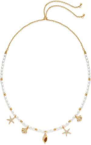 LILIE&WHITE Sea Shell Necklace For Women With Trendy Charms Summer Beach Beaded Necklace Shell Starfish Charms Fashion Jewelry