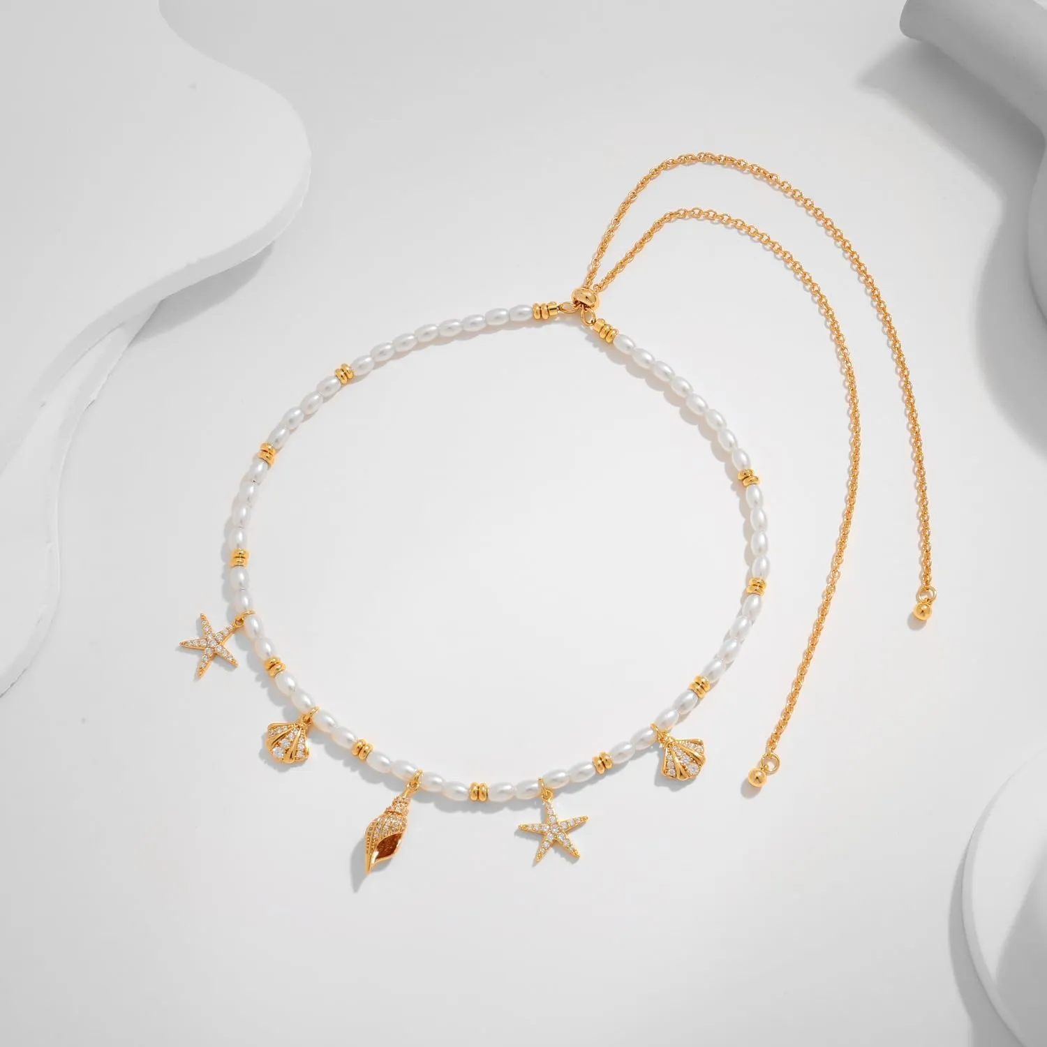 LILIE&WHITE Sea Shell Necklace For Women With Trendy Charms Summer Beach Beaded Necklace Shell Starfish Charms Fashion Jewelry