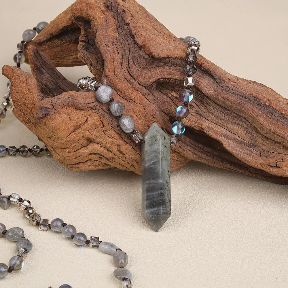 Long Necklaces for Women Boho, Oval Waterdrop Turquoise Pendant, Natural Stone Beaded, Handmade,Vintage & Elegance, Boho Fashion Charm Beaded Necklace for Women