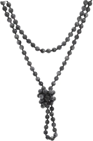 Long Versatile Handmade Beaded Natural Stone Necklace For Women Round Beads Multi Layer Knotted Wrap Semi Precious 8mm Stones Statement Necklace 60 inches