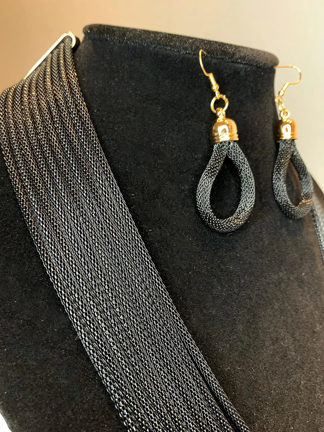 Long Waterfall Multi Strand Bib Choker 10 Layers Chunky Collar Statement Jewelry, Long Chains, Dress Prom Party
