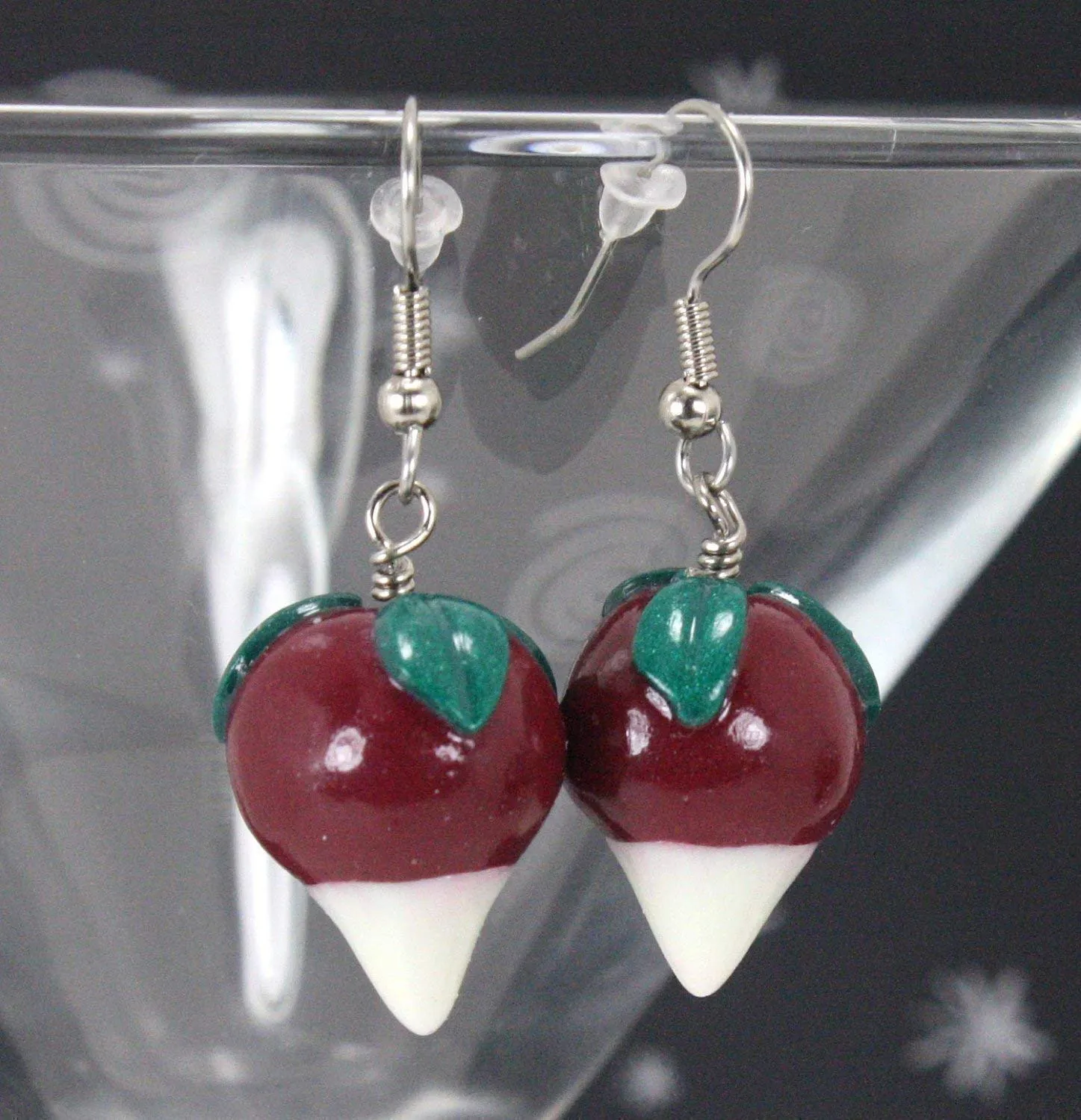 Luna Radish Earrings/Dirigible Plum Earrings - Glow In The Dark