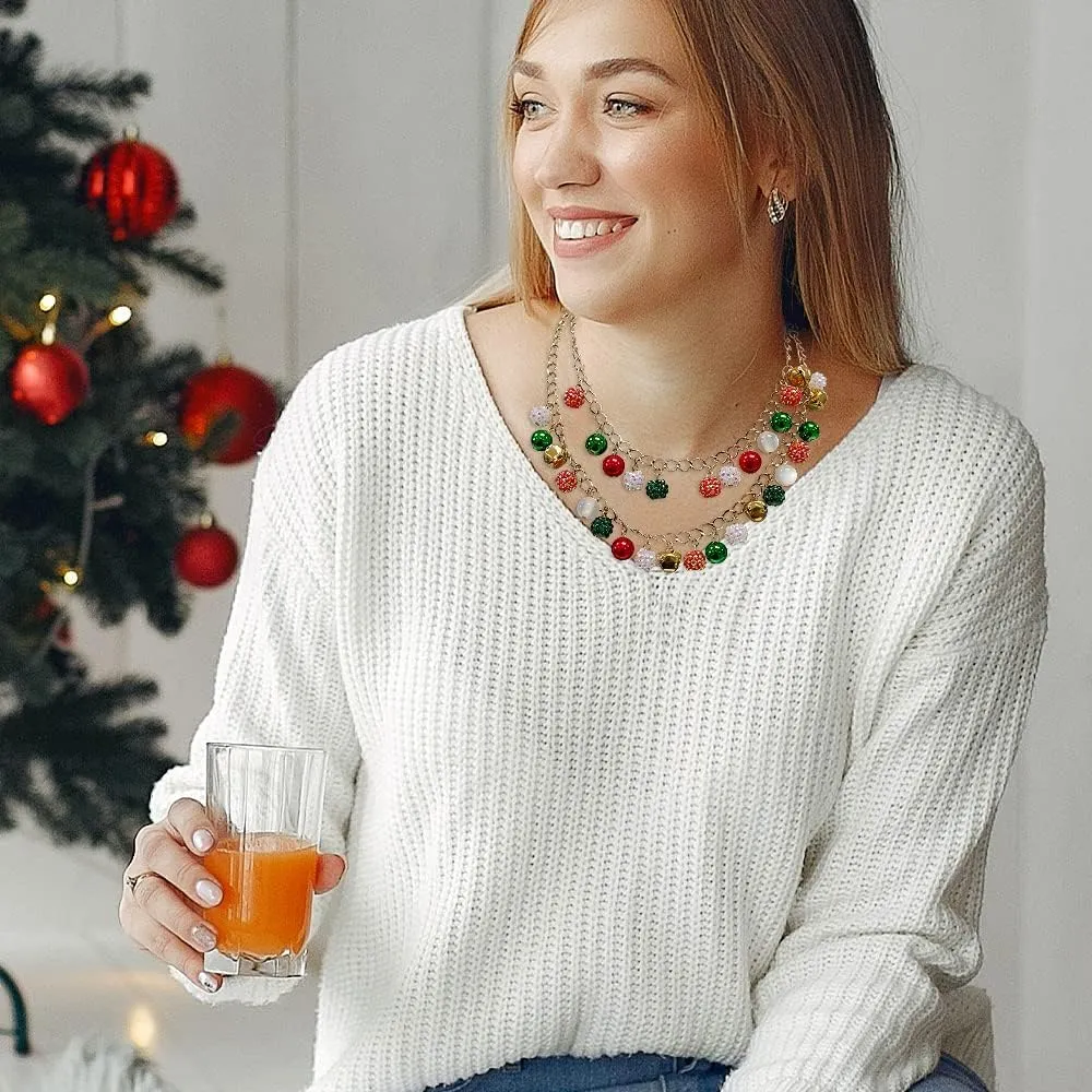 Madison Tyler Christmas Charm Jewelry Set for Women | Statement Christmas Snowball Snowman Snowflake | Bells Necklace | Dangle Silver Snowflake Earrings | Xmas Holiday Necklaces Gifts for Girls