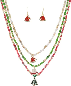 Madison Tyler Christmas Charm Jewelry Set for Women | Statement Christmas Snowball Snowman Snowflake | Bells Necklace | Dangle Silver Snowflake Earrings | Xmas Holiday Necklaces Gifts for Girls