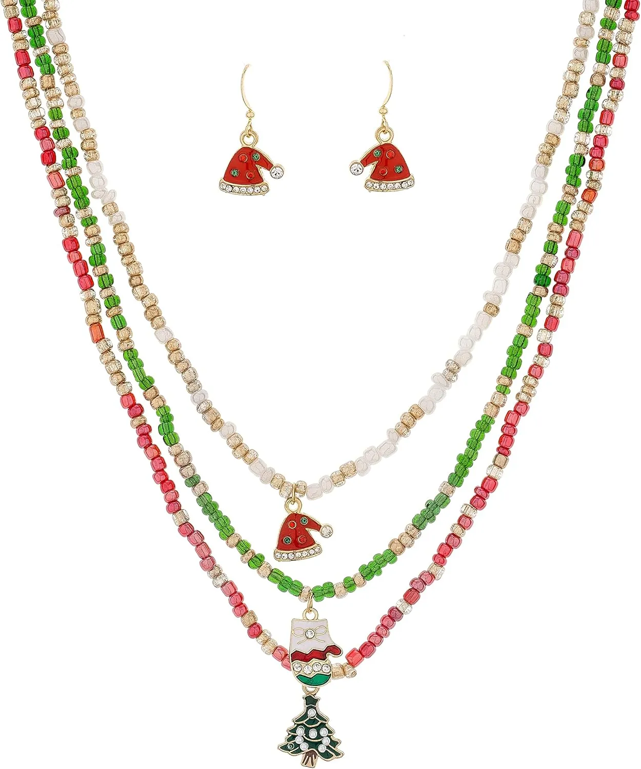 Madison Tyler Christmas Charm Jewelry Set for Women | Statement Christmas Snowball Snowman Snowflake | Bells Necklace | Dangle Silver Snowflake Earrings | Xmas Holiday Necklaces Gifts for Girls