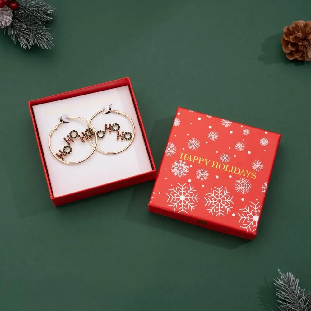 MADISON TYLER Christmas Dangle Teardrop Earrings for Women | Gold Snowflake and Star Rhinestone Earring | Ornament Drop Hypoallergenic Lightweight Jewelry | Xmas Holiday Earrings Gifts for Women