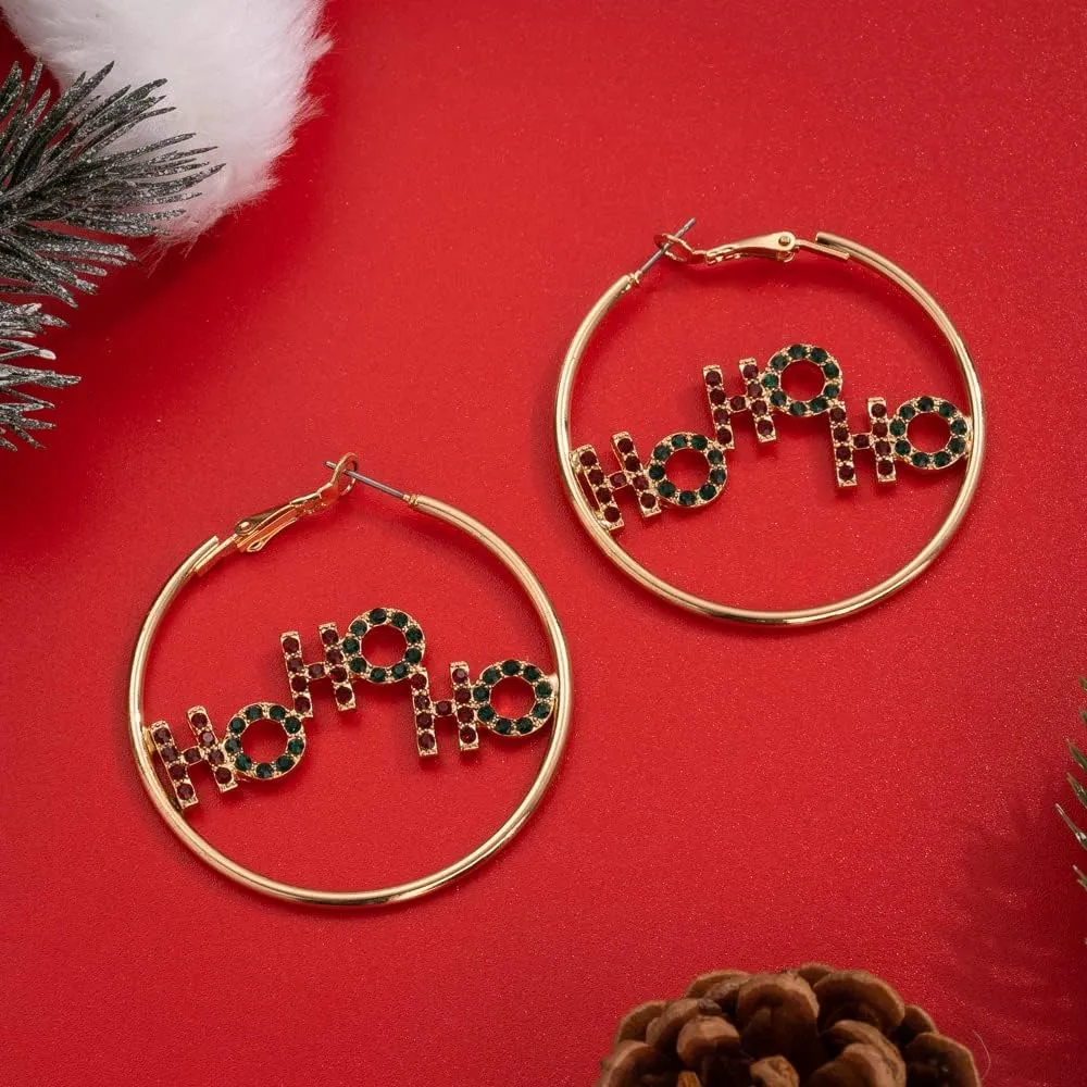 MADISON TYLER Christmas Dangle Teardrop Earrings for Women | Gold Snowflake and Star Rhinestone Earring | Ornament Drop Hypoallergenic Lightweight Jewelry | Xmas Holiday Earrings Gifts for Women