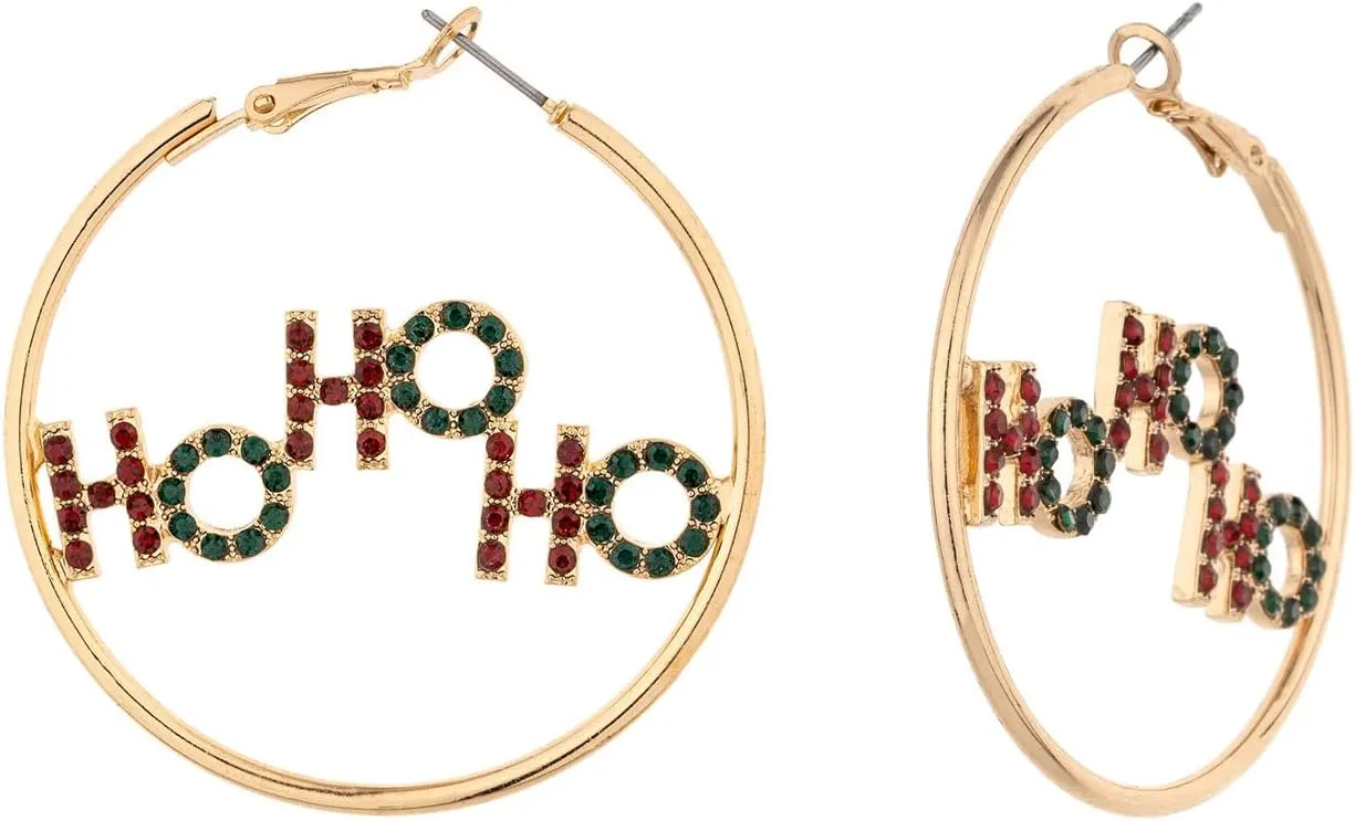 MADISON TYLER Christmas Dangle Teardrop Earrings for Women | Gold Snowflake and Star Rhinestone Earring | Ornament Drop Hypoallergenic Lightweight Jewelry | Xmas Holiday Earrings Gifts for Women