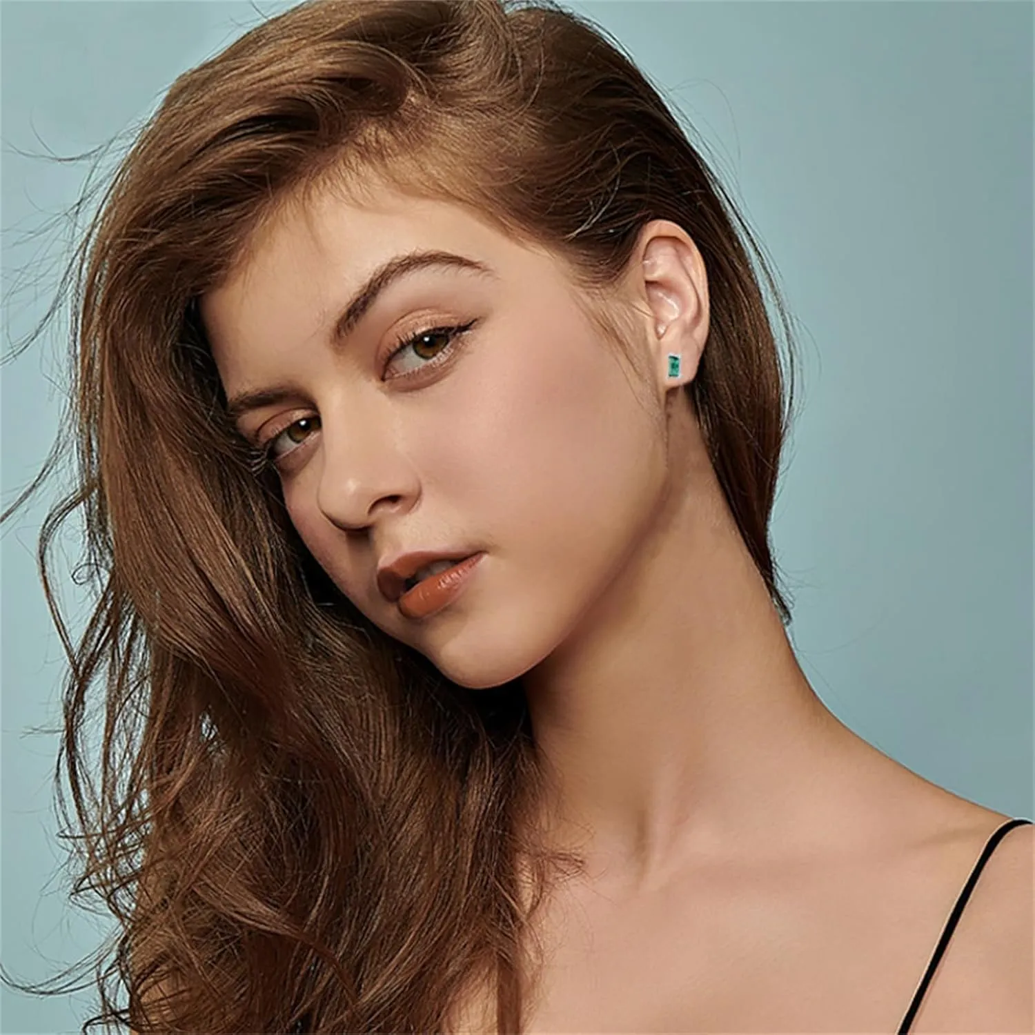 MALOYANVE Baguette Earrings Elegant Cubic Zirconia 925 Sterling Silver Tiny Cartilage Piercing Crystal Stud Earring Jewelry Gifts for Women