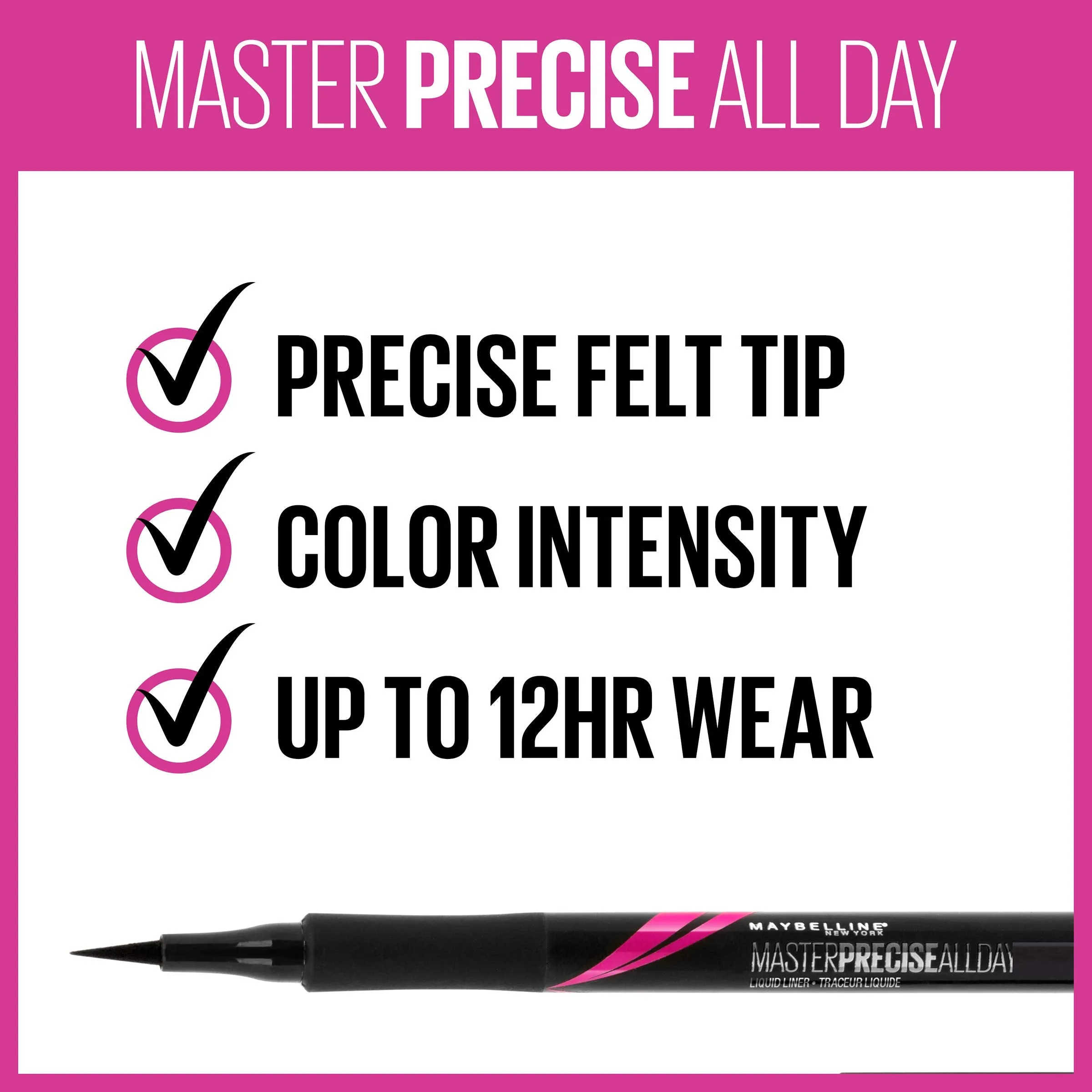 Maybelline Eyestudio Master Precise All Day Liquid Eyeliner, Matte Black, 0.034 Ounce