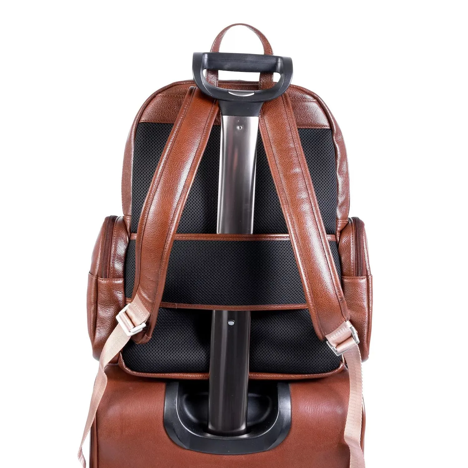 McKlein Cumberland 15" Leather Dual Compartment Laptop Backpack, Black