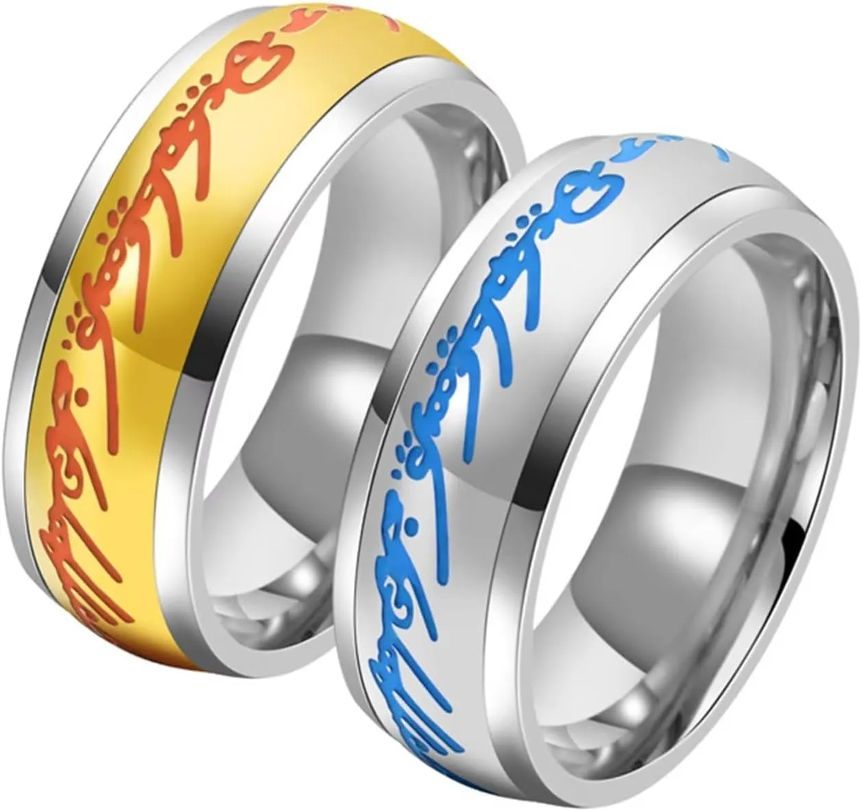 Meilord 8mm Glowing in The Dark The Lord of The Rings Ring for Men and Women Aurora Spinner Fidgety Anxiety Magic Ring Glow Ring Luminous Worry Anxious Rings,Size6-12