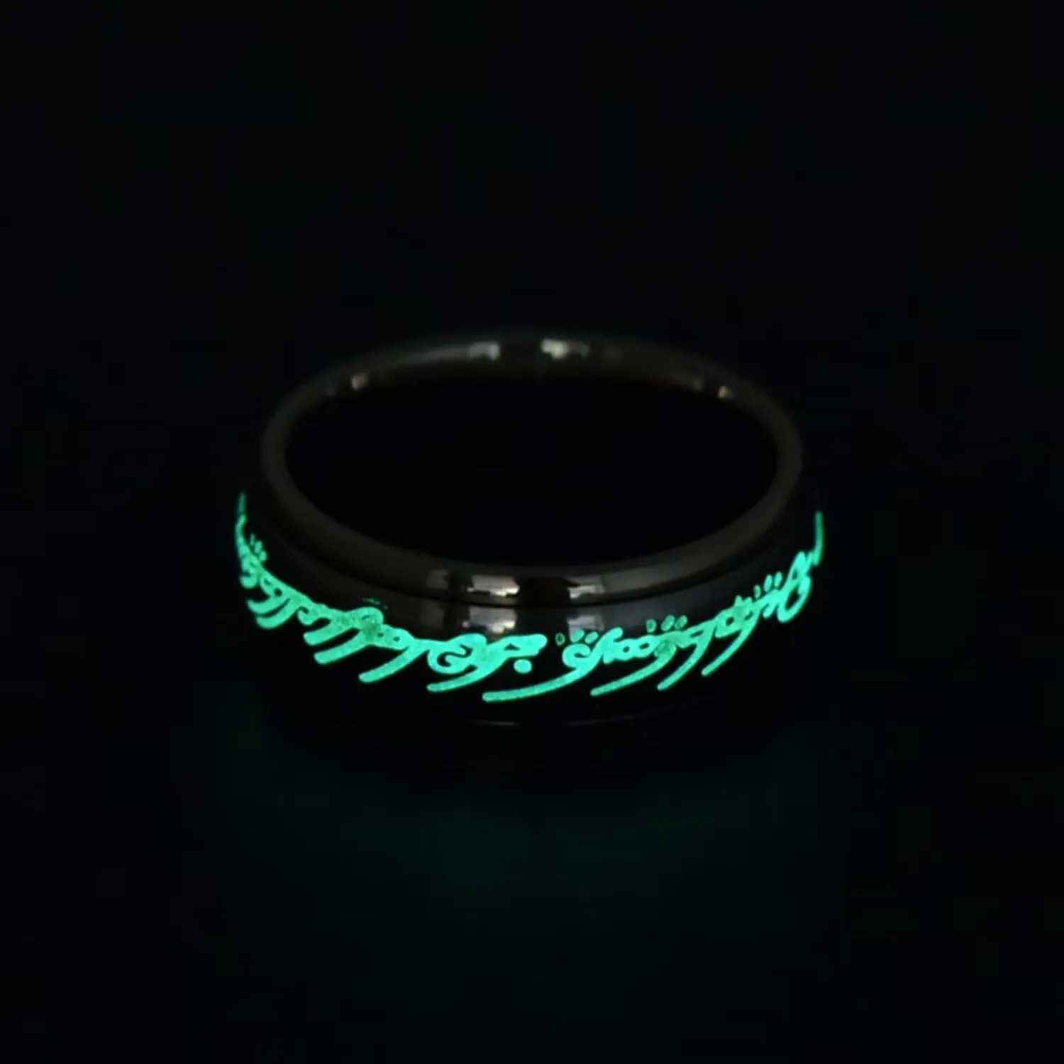 Meilord 8mm Glowing in The Dark The Lord of The Rings Ring for Men and Women Aurora Spinner Fidgety Anxiety Magic Ring Glow Ring Luminous Worry Anxious Rings,Size6-12