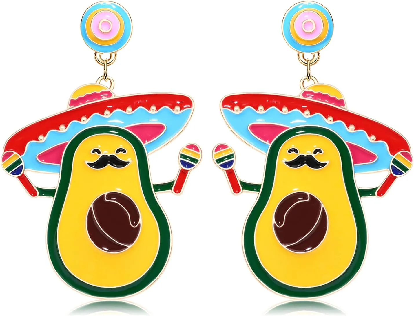 Mexican Fiesta Earrings Cinco De Mayo Earrings for Women Girls Beaded Piata Sombrero Chili Avocado Dangle Earrings Mexican Independence Day Earrings Holiday Festive Party Jewelry Gifts