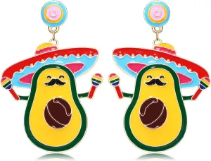 Mexican Fiesta Earrings Cinco De Mayo Earrings for Women Girls Beaded Piata Sombrero Chili Avocado Dangle Earrings Mexican Independence Day Earrings Holiday Festive Party Jewelry Gifts