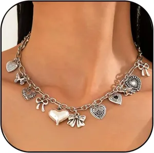 MIFYNN Gold Charm Necklaces for Women Heart Bow Shell Pendant Necklace Statement Choker Necklace Summer Beach Necklace Jewelry Gifts for Women