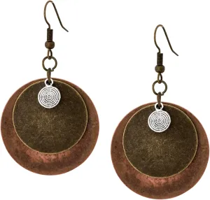 MINACHI Vintage Bohemian Antique Layered Circular Disc Dangle Drop Earrings, Boho Summer Jewelry Gift for Women