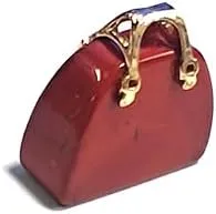 Miniature Handbag Charm Pendant, Natural Stone, 1 inch, with Cord Necklace, Multiple Colors