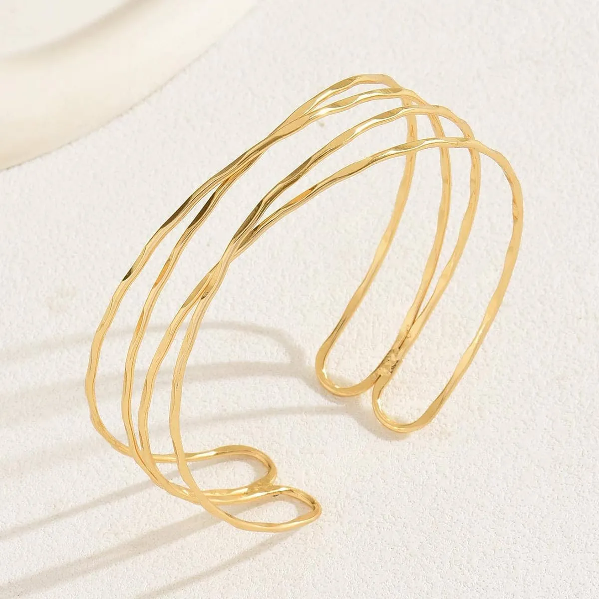 Minimalist Arm Cuff Gold Cuff Upper Arm Bracelet Dainty Layered Bangle Jewelry for Women