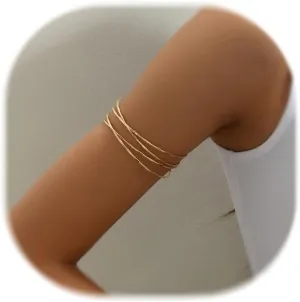 Minimalist Arm Cuff Gold Cuff Upper Arm Bracelet Dainty Layered Bangle Jewelry for Women