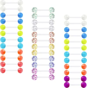 MODRSA Nipple Rings Tongue Rings 14 gauge Surgical Steel Nipple Piercing Nipple Bar Tongue Piercing Jewelry Tongue Piercing for Women