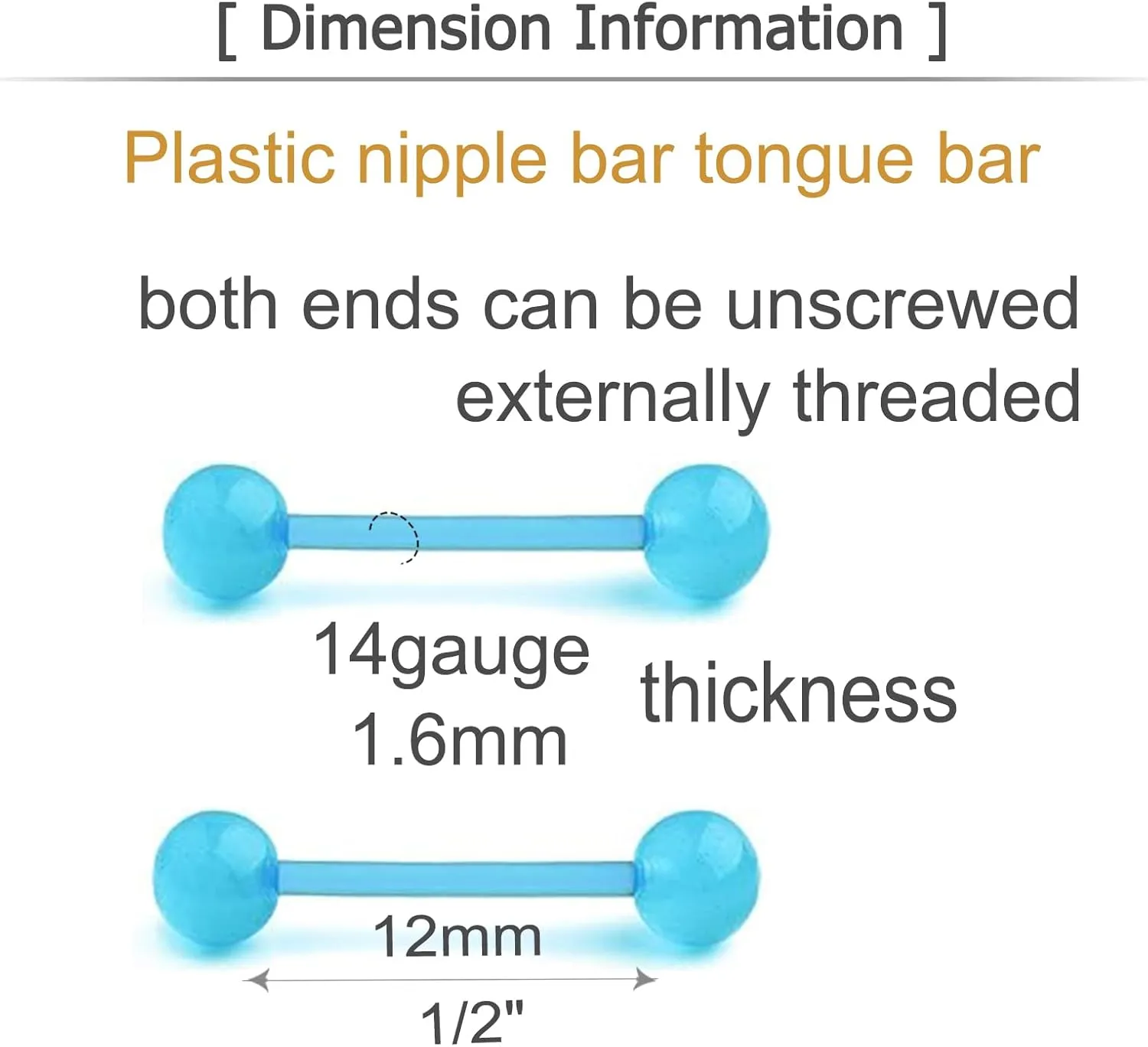 MODRSA Nipple Rings Tongue Rings 14 gauge Surgical Steel Nipple Piercing Nipple Bar Tongue Piercing Jewelry Tongue Piercing for Women