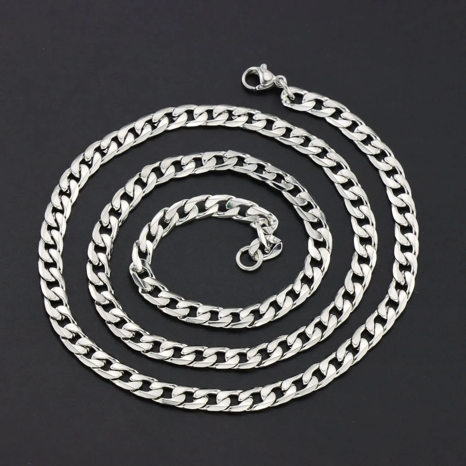 Monily Chain for Men Stainless Steel Cuban Curb Link Chains Necklace Women Boys Jewelry