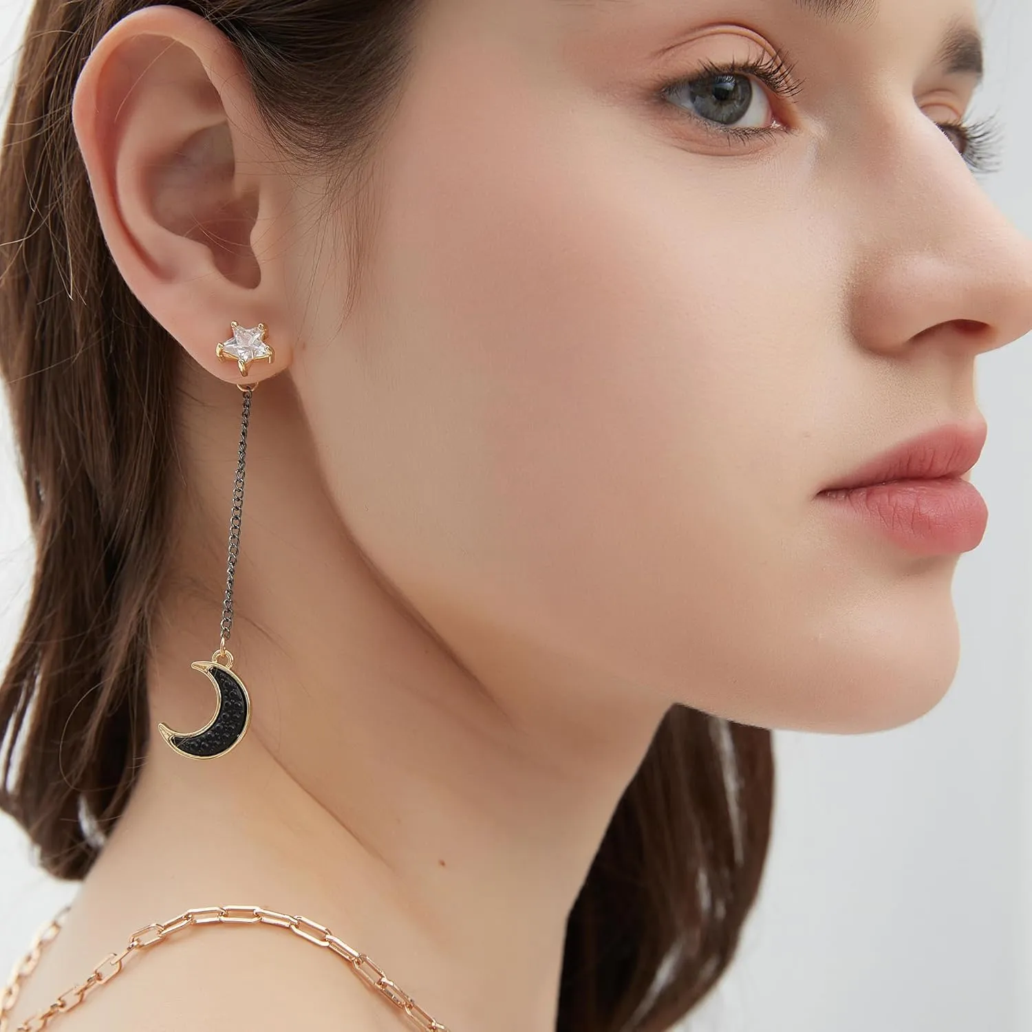 Moon Earrings for Women Star Earring, Celestial Planet Space Earrings, Asymmetrical Cute Dangling Earring, Moon Star Mismatched Earrings Galaxy Cool Boho Earrings for Women