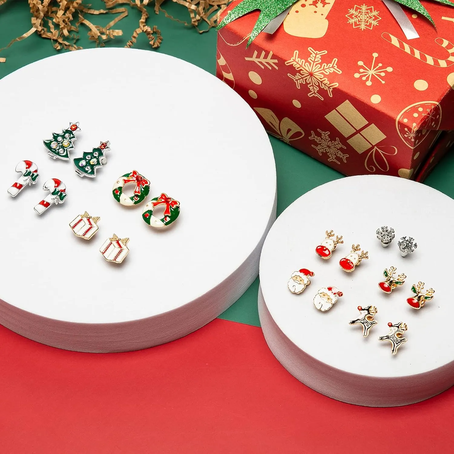 MTSCE 9-18 Pairs Women Christmas Earring Set, Cute Festive Jewelry Hypoallergenic Christmas Gifts for Kids Teens Girls (9 Pairs B Style)