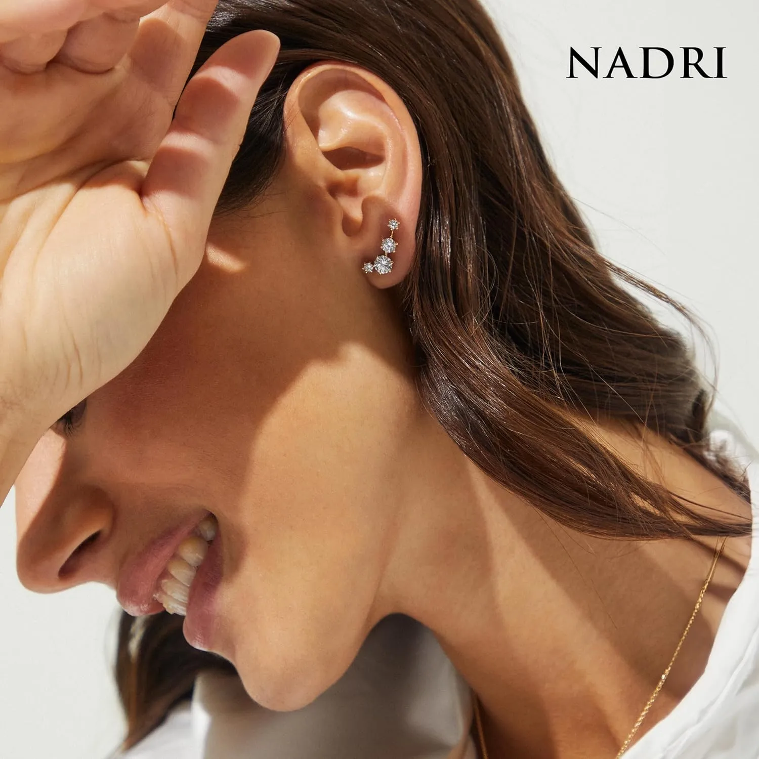 Nadri Climber Earrings for Women - Hypoallergenic Stud Earrings For Women, Exquisite Cubic Zirconia Gold Womens Earrings