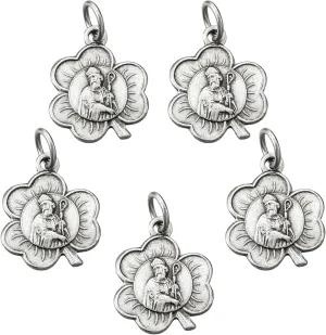 Needzo Small St. Patrick Clover Medal, Patron Saint Pendants for Jewelry, Catholic Keepsake Gifts, 5/8 Inch, Made in Italy Pack of 5