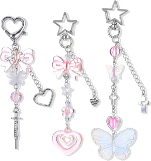 Novelty Keychains Aesthetic Y2K Keychain Purse Charms Stylish Photocard Holder Keychains Cute Accessories for Women Bag Purse Backpack Gifts Pink