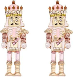 Nutcracker Earrings Christmas Stud Earrings for Women Cute Nutcracker Soldier Beaded Crystal Jewelry Holiday Dangle Earrings Christmas Stocking Gift