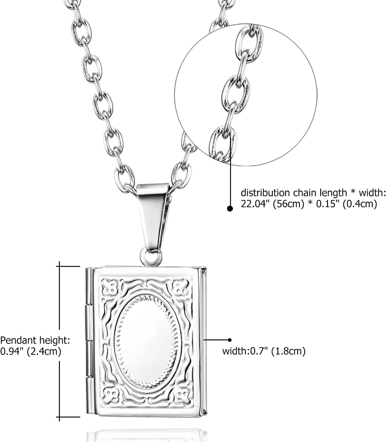 OIDEA Religious Bible Book Locket Necklace Stainless Steel Charms Vintage Antique Bronze Floating Locket Photo Frame Living Memory Photo Holder Pendants for Men