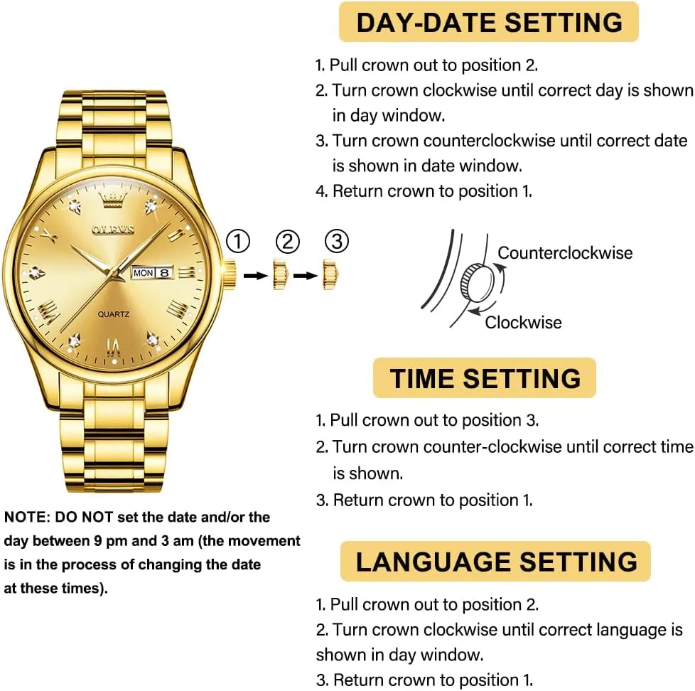 OLEVS Men's Luxury Stainless Steel Watch, Big Face Gold Silver Two Tone Analog Quartz Dress Watch for Men, Casual Easy to Read Waterproof Luminous Day Date Men Wrist Watch