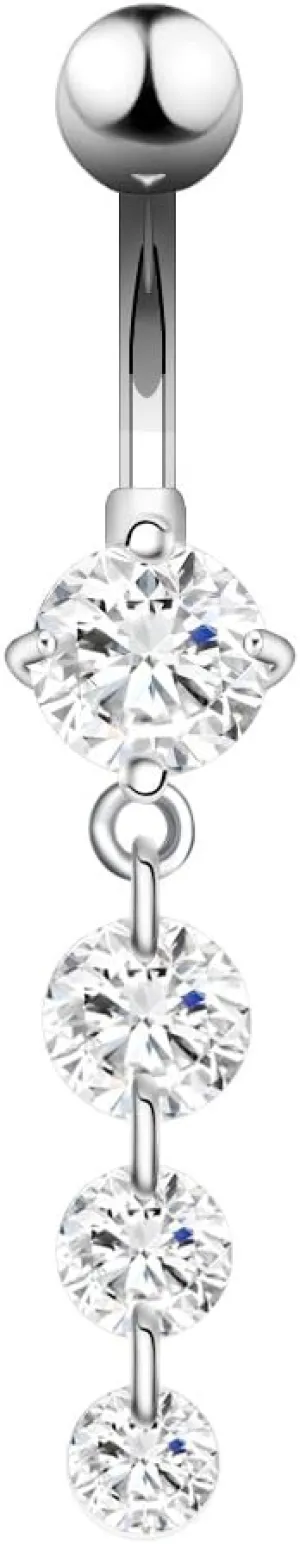 OUFER 14G Belly Button Ring, 316L Surgical Steel Navel Rings, Charming CZ Navel Piercing Dangle, Short Curved Barbell