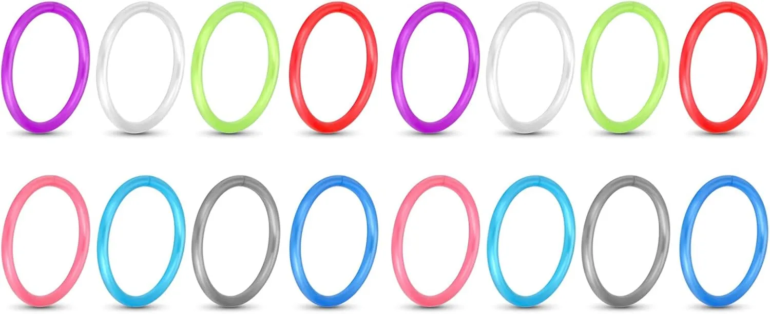 Oyaface 20G Colorful Piercing Retainers Piercingsring Flexible Acrylic Helix Hoop Bioflex Straight L-Shaped Spiral Nose Studs Septum Rings Plastic Nose Pin Ear Studs