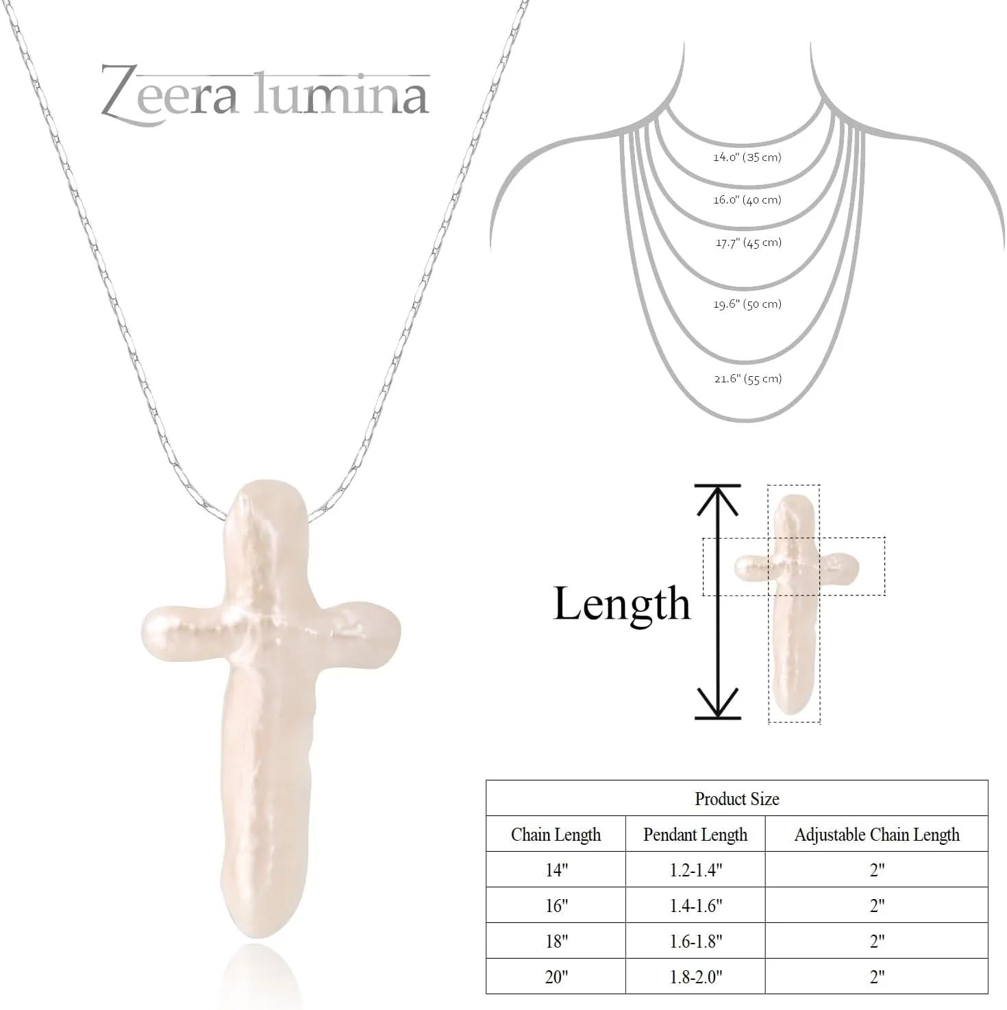Pearl Cross Necklace for Women, 925 Sterling Silver/Gold Chunky Baroque Natural Freshwater Pearl Cross Pendant Chain Simple Trendy Handmade Jewelry Gift for Women