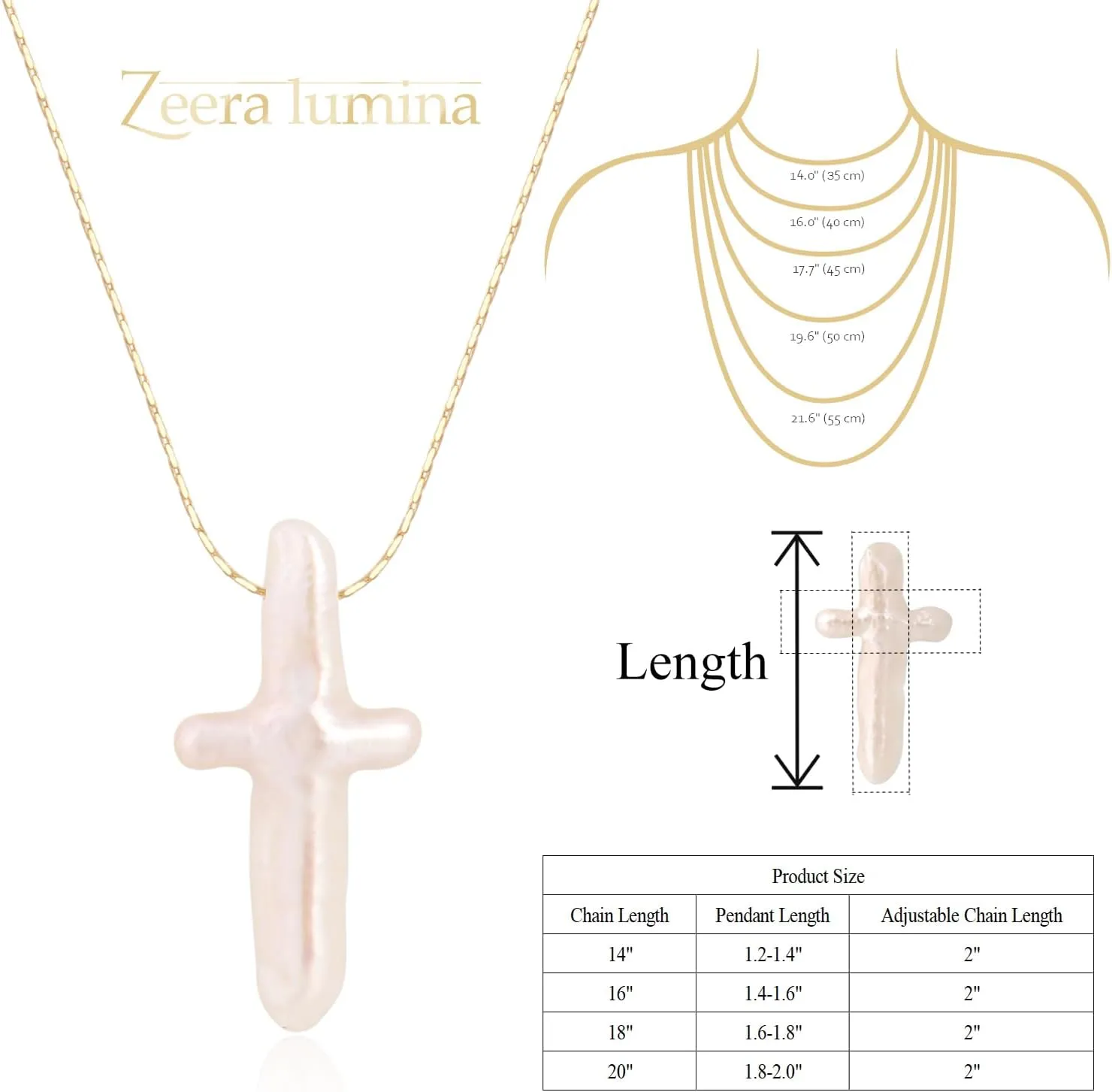 Pearl Cross Necklace for Women, 925 Sterling Silver/Gold Chunky Baroque Natural Freshwater Pearl Cross Pendant Chain Simple Trendy Handmade Jewelry Gift for Women