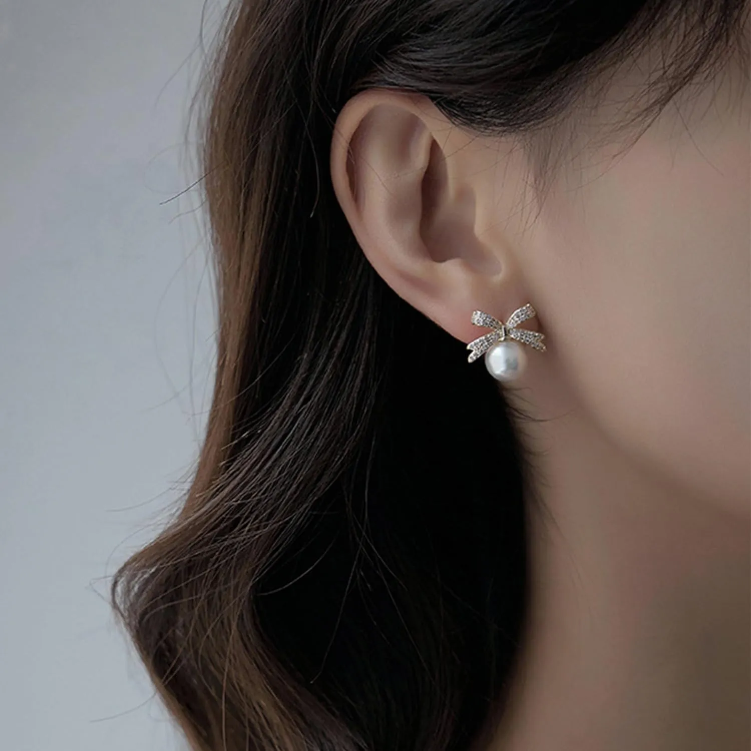 Pearl Rhinestone Bow Earrings - Red Ball Christmas Jewelry for Women