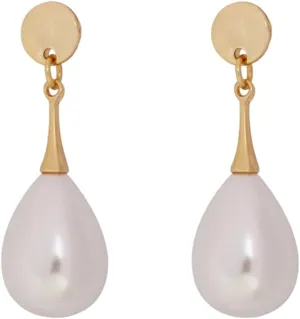 Pearl Studs Earrings for Women - Pierced White Imitation Pearl Earrings Drop Clip Earrings For Brides, Weddings, Jewelry Gift (gold)