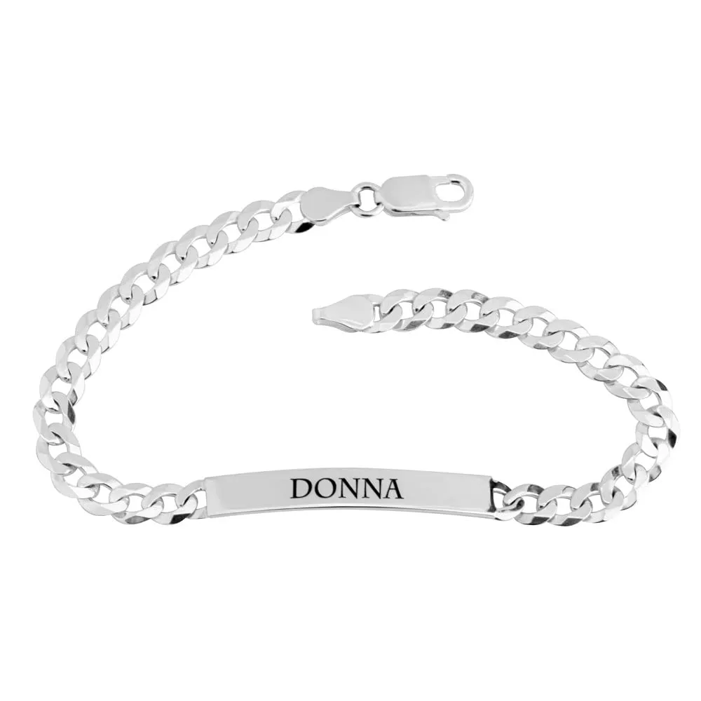 Personalized Men's ID Bracelet in Silver/Gold - Curb Chain - Custom Engraved Jewelry for Him - Gift for Boyfriend, Husband on Birthday or Christmas