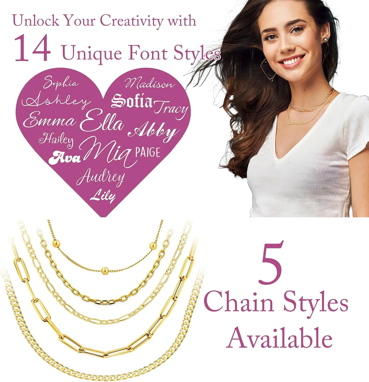 Personalized Name Necklace | Sterling Silver/Stainless Steel | 14 Fonts, 4 Colors, 5 Chains | Tarnish-Free, Handmade Gift for Women: Mom, Daughter, Sister | Ideal for Birthday, Mother's Day,Christmas