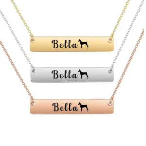 Personalized Necklace, Gift, Custom Engraved Dog Bar Necklace, Memorial Keepsake for Dog Mom, Dog Lover Gift, Pet Name Necklace (Doberman)