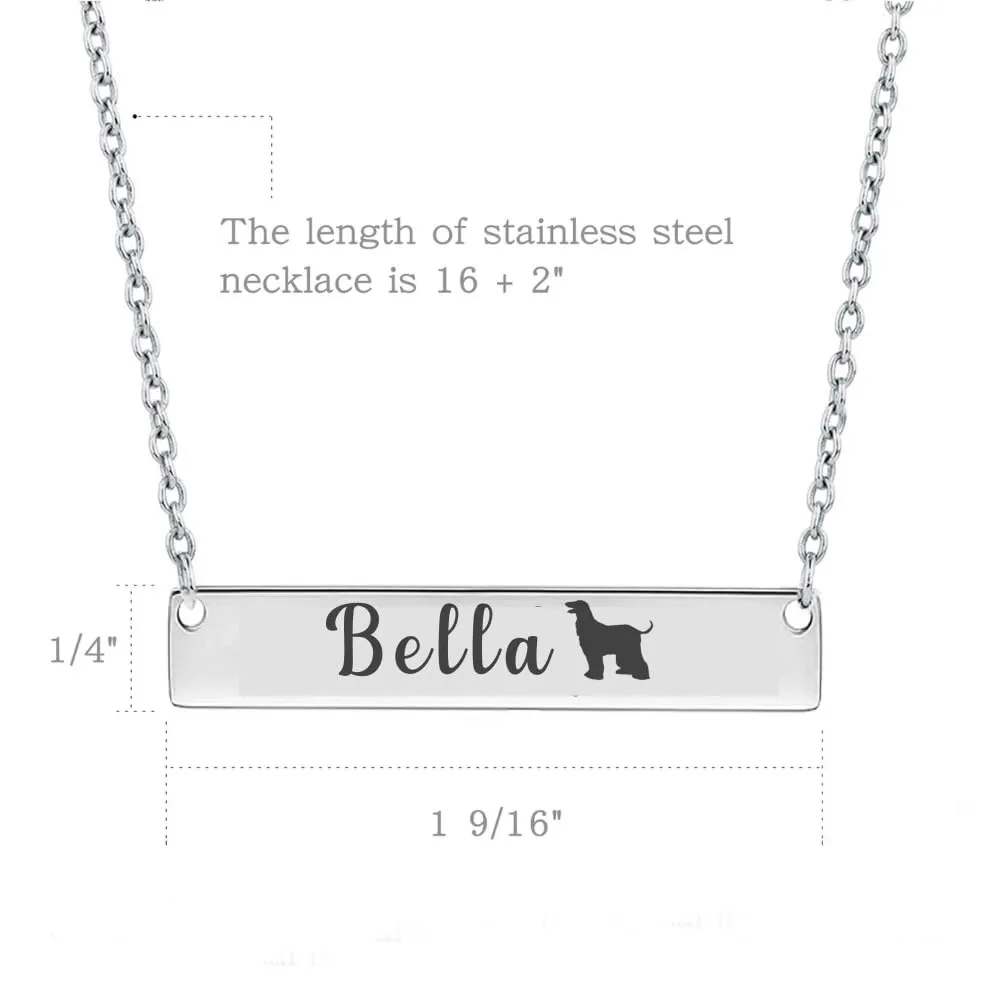 Personalized Necklace, Gift, Custom Engraved Dog Bar Necklace, Memorial Keepsake for Dog Mom, Dog Lover Gift, Pet Name Necklace (Doberman)