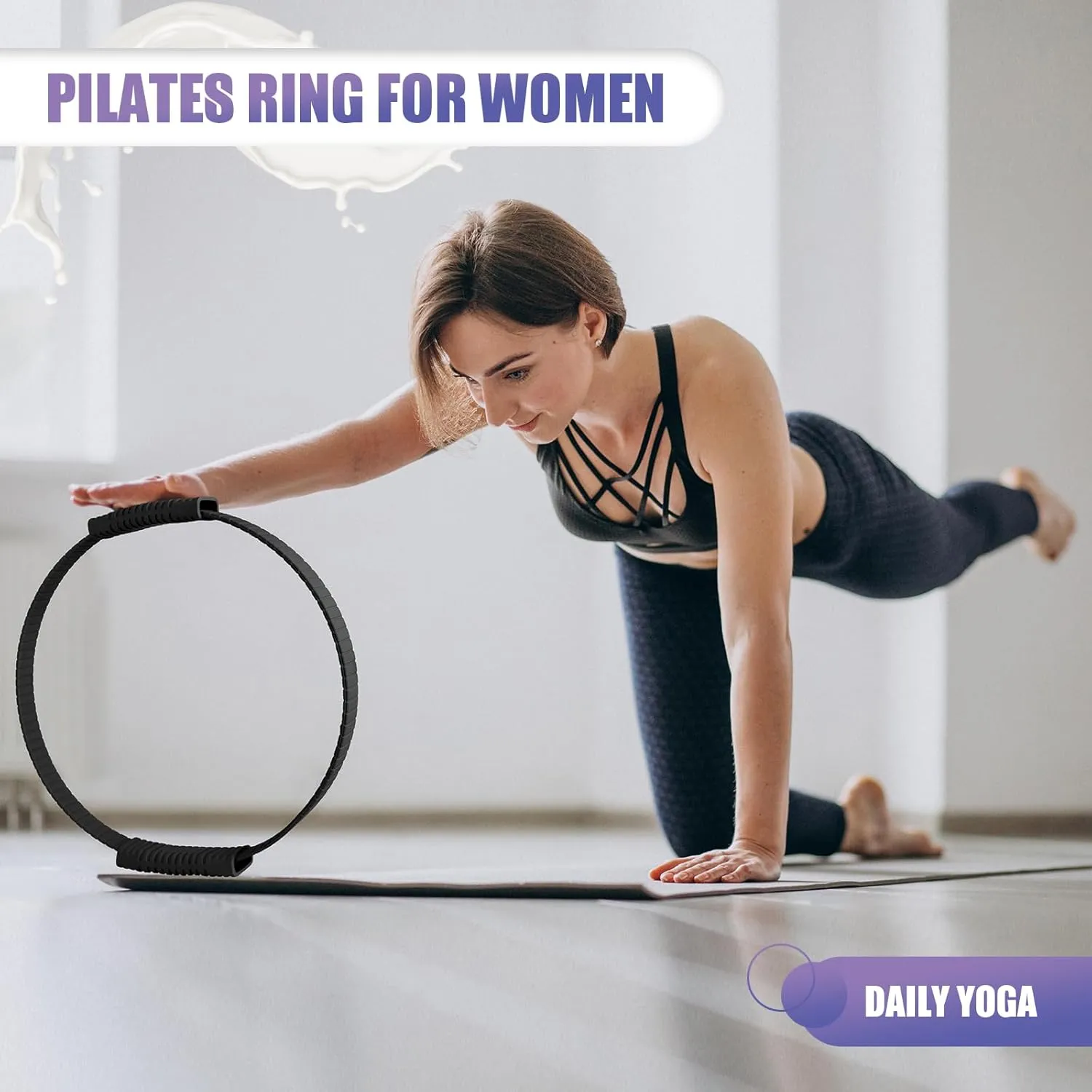 Pilates Ring, 13.5" Silicone Magic Circle with Training Poster & Portable Bag, Pilates Ring Circle for Inner Thigh Workout, Yoga, Lose Weight & Physical Therapy for Women
